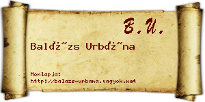 Balázs Urbána névjegykártya